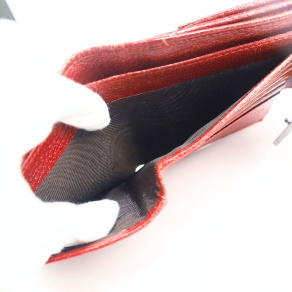 Gucci GG mono Flap Canvas/Leather Red Women Wallet Vintage - Picture 14 of 16